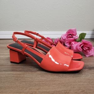 Via Spiga Patent Leather Block Heel Sandals